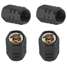 4pcs Cattle Car Tire Stem Valve Caps Wheel Valve Cover Black Aluminum Tires Air Cover Wheel Leak Proof Stem Cap with O Rubber Seal for Car Bike