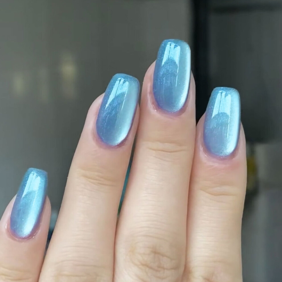 Press-on Almond Nails Light Blue 24 pcs