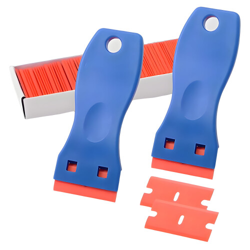 ACDANC 2 Pcs Plastic Razor Blades for Floor Scraper,Plastic Scraper Tool for Decals,Quick Replaceable Blades for Safe Cleaning