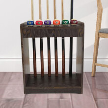 DENEST 12-Pool Cue Rack – Wooden Floor Stand for Cues, Compatible with Standard Billiard Cues
