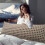 Boho Lumbar Throw Pillow 23.62", Velvet Rectangular Cushion for Bed/Couch, Side Sleeping Leg Clamp, with Case 4