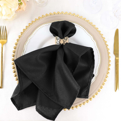 50 Pieces 20" Black Polyester Napkins Wedding Kitchen 1