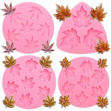 Autumn Maple Leaves Silicone Molds, 4 Piece Set, Fall Theme Cake Decorating Tools for Fondant, Chocolate, Candy