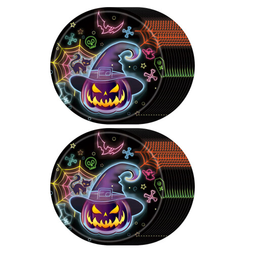 Χάρτινα πιάτα για το Halloween (24 τεμάχια, μέγεθος L) – Σχέδια με φαντάσματα, κολοκύθες 1