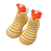 Bjutir Scarpe per neonati e bambini piccoli con stampa di animali e cartoni animati, elastiche, per camminare, gialle, taglia 19 (0-6 mesi)