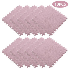 Carpet Shaggy Soft EVA Foam Mats, Fluffy Area Rugs Protective Floor Tiles Exercise Play Mat for Living Room Home Bedroom, 11.8x11.8inch Pink