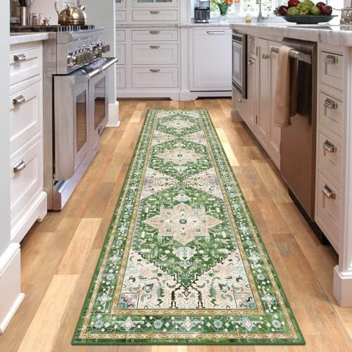 Χαλί Boho Vintage Runner 3x8ft με χαμηλό πέλος από τεχνητό μαλλί, αντιολισθητικό