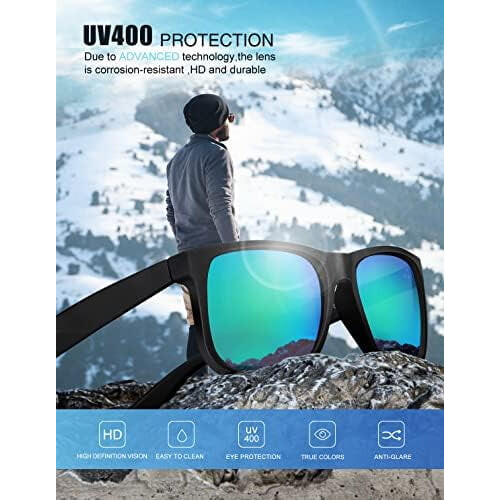 Γυαλιά ηλίου Polarized για άνδρες, γυναίκες, κλασικό ματ μαύρο σκελετό, προστασία UV, 3 1