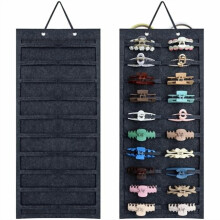 Haarspangen-Organizer für Damen – Hängender Haarspangenhalter für Wand/Tür/Schrank, kompatibel mit Haarspangen und Haarschleifen, Dunkelgrau