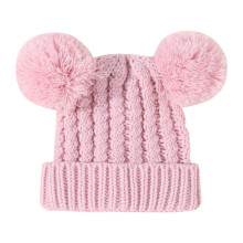 Kindermütze mit Bommel, gestrickte Kindermütze, einfarbig, warm, Babywolle, Oberbekleidung für Jungen und Mädchen, niedliche, leichte Babymützen.