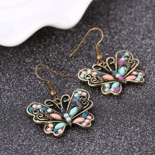 (Achetez-en une, obtenez-en deux gratuites) Boucles d'oreilles bohèmes pour femme, papillon, libellule, strass, crochet, bijou cadeau - 1
