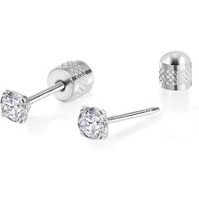 Titanium push-in oorbellen zonder schroefdraad, platte achterkant, voor helix/tragus, hypoallergeen, CZ-sieraden – geschikt voor standaard piercings