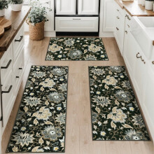 Ensemble de 3 tapis de cuisine Boho avec descente de lit, tapis antidérapants et lavables pour évier, couloir et buanderie – Compatible avec tous