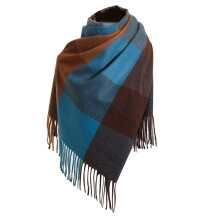 Écharpe en laine pour femme, automne-hiver, à carreaux classiques et colorblock, chaude et douce, grande couverture-châle.
