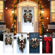 Bannière de porte de Noël, tapisserie décorative pour porte d'entrée, guirlande de Noël, décoration hivernale pour l'intérieur et