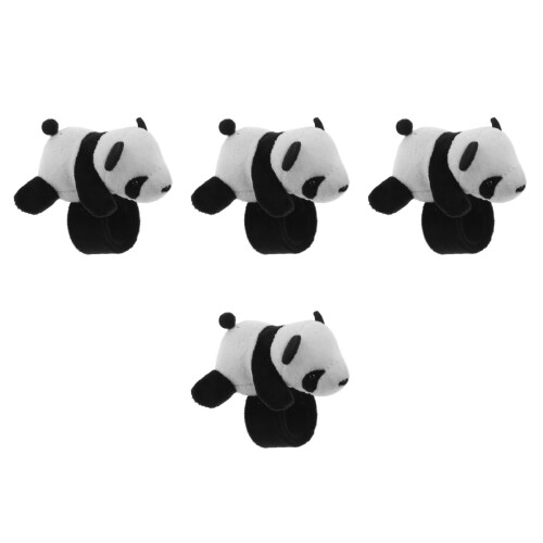 4 τεμάχια βραχιόλια Panda Slap – Λούτρινα μίνι παιχνίδια Panda, αξεσουάρ ποδηλάτων και 2