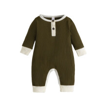 Saldi Abbigliamento Bambina 3-6 Mesi Bambini Autunno Semplice Abbinamento Colore Collisione Body Tutina Abbigliamento Bambina 0-3 Mesi (Verde 2.100)