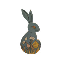 Coniglietto di legno da appendere per la festa di Pasqua - Simpatico ornamento per la casa in stile bosco con disegni dipinti per l'arredamento