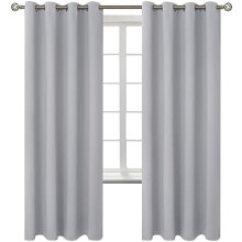 Room Darkening Curtains 72 Inches Long - Grommet Thermal Insulated Drapes Window Treatment Curtains for Bedroom, 2 Panels, 52 x 72 Inch, Light Grey