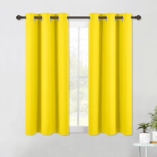 Bright Yellow Blackout Curtains 42x54", 2 Panels, Microfiber Thermal Insulated, Ring Top – Compatible with Standard Rods