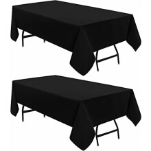 2-pack svarta rektangulära bordsdukar (60x84"), polyester, maskintvättbara – kompatibel med restauranger, bufféer, picknickar, evenemang,