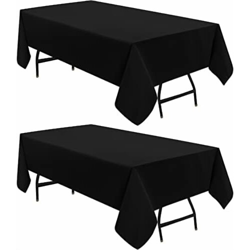 2-pack svarta rektangulära bordsdukar (60x84"), polyester, maskintvättbara – kompatibel med restauranger, bufféer, picknickar, evenemang,