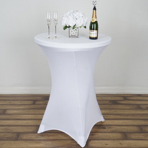 BalsaCircle36" Cocktail Spandex Nauwsluitend Rekbaar Elastisch Tafelkleed Wit
