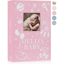 Baby Photo Album 4x6, 300 Pockets, Linen Newborn Ultrasound Album with Memo Area, Pink Cover – Compatible with 4x6 Photos