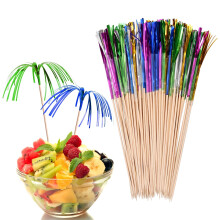100pcs Palm Tree & Firework Cocktail Picks, 5.91", 6 Colors, Wooden Drink Decorations for Party, Bar, Wedding – Compatible with Standard Drinks