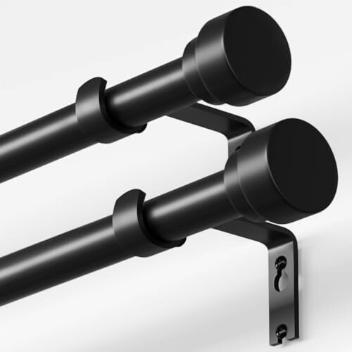 Varão de cortina ajustável reforçado de 122 a 213 cm (48 a 84 polegadas), preto.