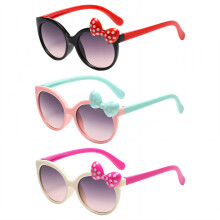 3Pcs Baby Sunglasses,Cartoon Cute Style Toddler Sunglasses Age 2-4,Bowknot Little Princess Shape Infant Sunglasses,Style1