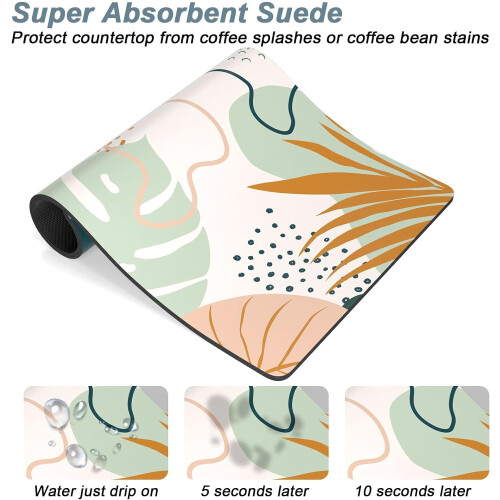 Boho Coffee Mat 19,5x12in – Απορροφητικό χαλάκι μπαρ για σταθμό καφέ, στέγνωμα πιάτων και 2