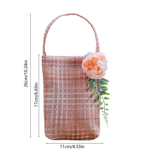Ροζ Χρυσή τσάντα χειρός Rose Gold Day - Κουτί συσκευασίας λουλουδιών - Σύνθεση με 2