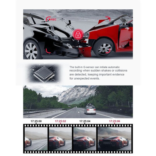 Carro de 2,0 Polegadas Quad-Record HD Night Vision Tacógrafo Frente e Traseira Do Carro, Esquerda e Direita, Gravação Simultânea 1
