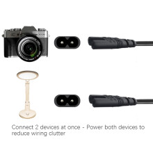 IEC320 C8 to 2X C7 Y Split AC Power Cord, IEC Figure 8 Male to 2 Female 1 in 2 Out AC Power Cable