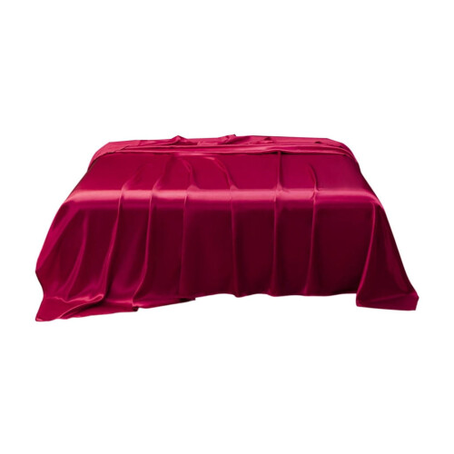 Drap plat en satin bordeaux 168 x 224 cm 1