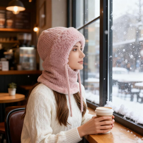 Καπέλο 3σε1Beanie - Winter3n1Beanie Hat με κασκόλ και μάσκα, Πλεκτά καπέλα ανθεκτικά στον άνεμο 2