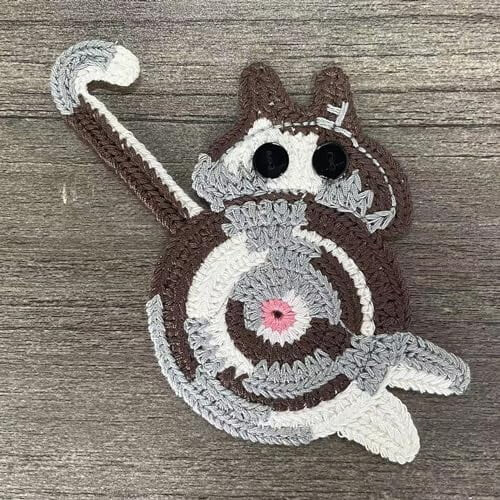 Gestrickte Getränkeuntersetzer mit Katzenmotiv (6er-Pack) 1