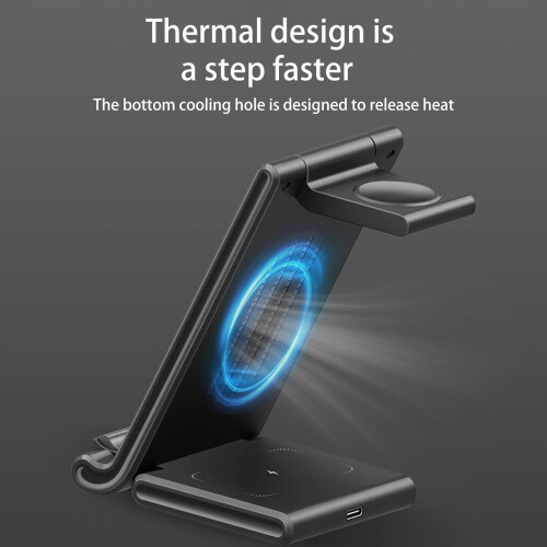 Ασύρματος σταθμός φόρτισης 15W 3 σε 1 για Android, iPhone, Apple, Samsung και iPad 2