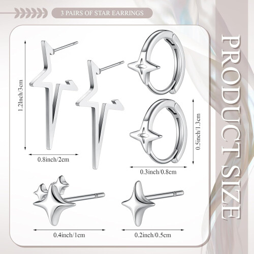 Sternohrring-Set im Gothic-Punk-Grunge-Stil, 3-teilig 1