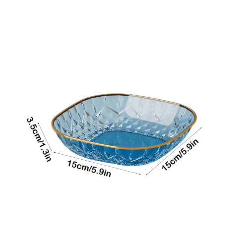 Πλαϊνό πιάτο πολυτελείας Merryso Blue PET κατάλληλο για τρόφιμα - 5,91 ίντσες, με χρυσό 2