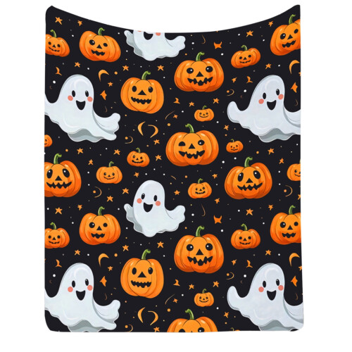 Κουβέρτα Halloween – Τρομακτικό ασπρόμαυρο φανελένιο ριχτάρι, 40x50", ελαφρύ, άνετο 1