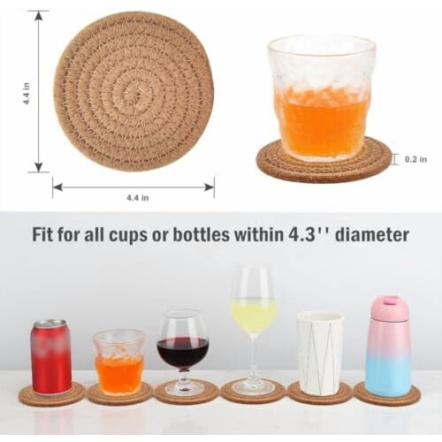8 Pack Cotton & Linen Drink Coasters with Holder 2