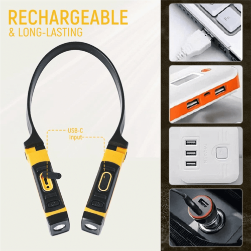2X Επαναφορτιζόμενη λάμπα ανάγνωσης USB για το λαιμό, 2 επίπεδα φωτεινότητας, 1