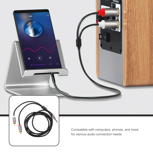 Homoyoyo Σταθερό Διπλό Καλώδιο Ήχου 3,5 χιλ. Aux Καλώδιο Γκρι Συμβατό με Υπολογιστές, 1