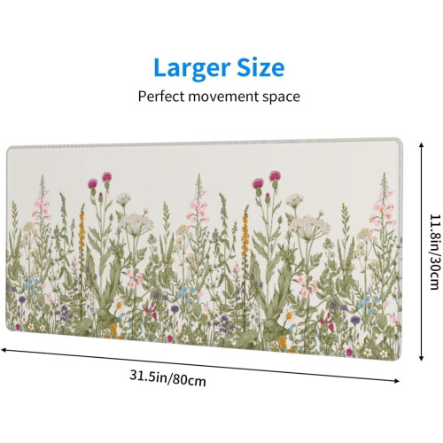 Mousepad με άγρια λουλούδια, εκτεταμένο μεγάλο gaming mousepad XL, μεγάλο, μακρύ, υπερμεγέθες, 2