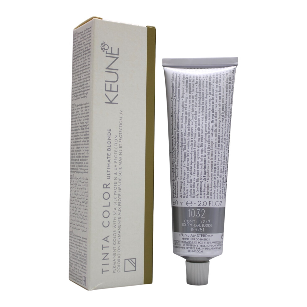 Keune White Tinta Color 1032 Ultimate Blonde Permanent Color Golden Pearl Blonde 2 Oz