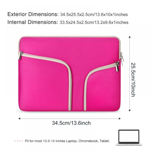 Protective Neoprene 14" Laptop Sleeve, Hot Pink 2