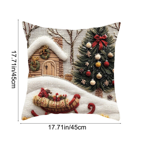 Χριστουγεννιάτικες Μαξιλαροθήκες 45x45cm Βαμβακερές με Κρυφό Φερμουάρ 2