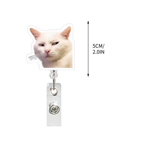 2D Cat Nurse Badge Reel Acryl Uitschuifbare ID-houder met 1
